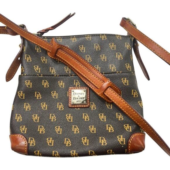 Dooney & Bourke Greta Brown Monogram Crossbody Purse With Adjustable Leather Str - Picture 12 of 14